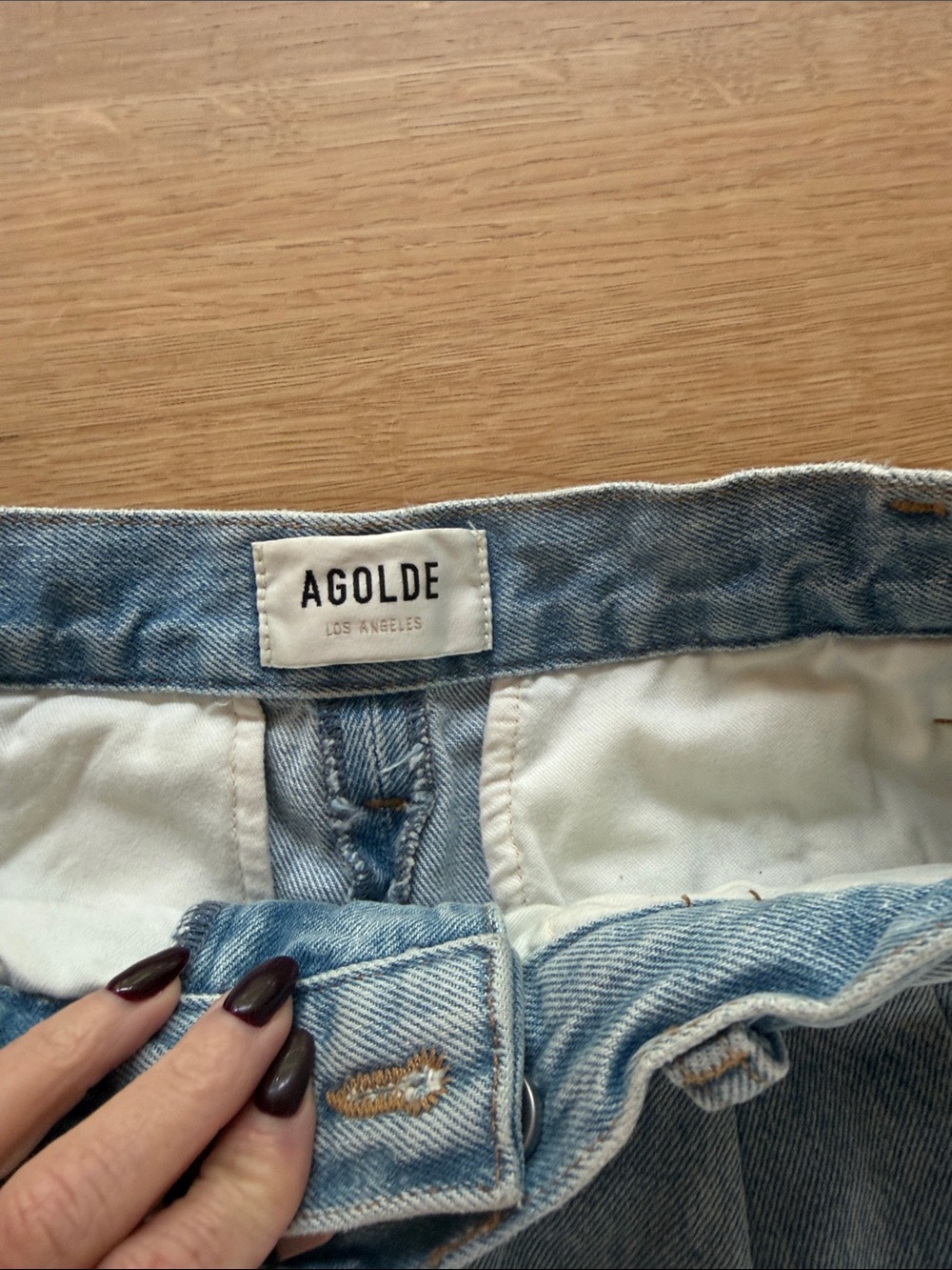 Agolde Light Wash High-Rise Pleated Denim Shorts - Picture 2 of 4